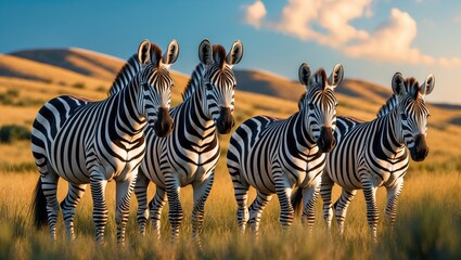 Obraz premium A group of zebras in the heart of the savannah