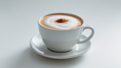 lonely cappuccino cup topped with foam
