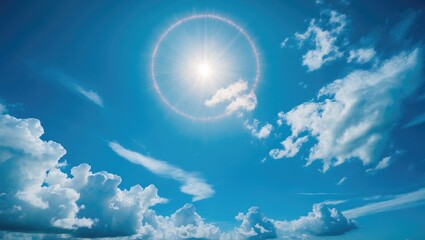 Sunny Summer Day with Blue Sky Background