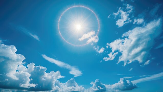 Sunny Summer Day with Blue Sky Background