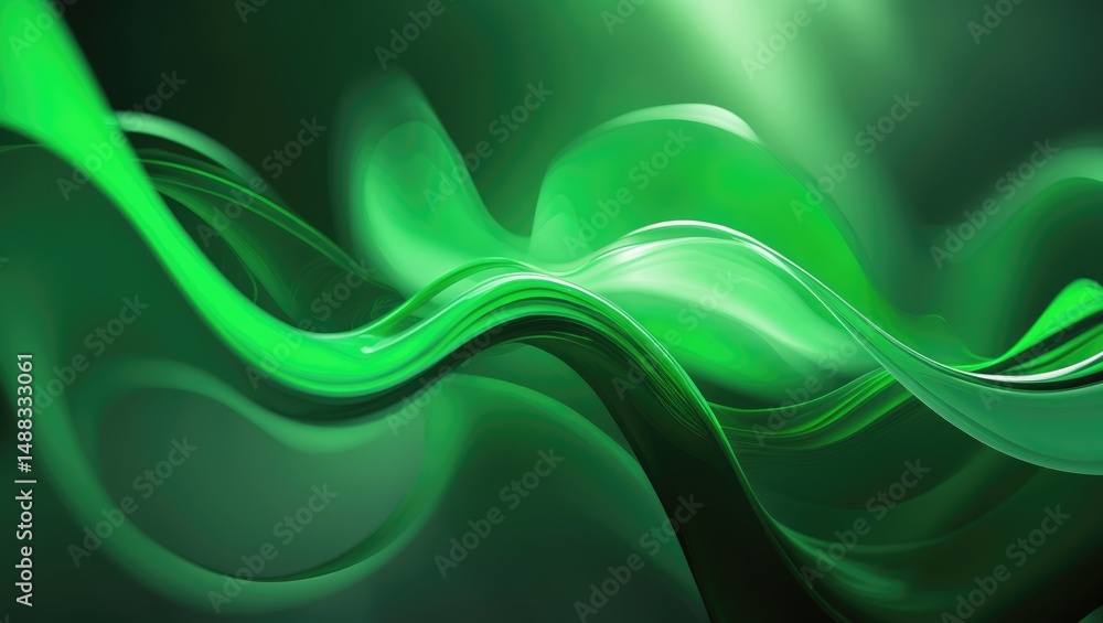 Poster modern green gradient design with soft light and bokeh accents