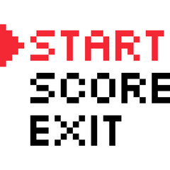 Game buttons. Game options menu pixel style. Game interface 