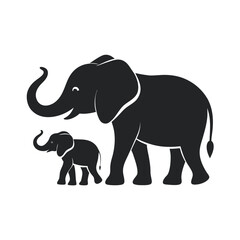 Obraz premium Baby Elephant Love Mother Silhouette Affection Bond