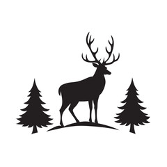 Mystic Deer Forest Silhouette Enchanted Woodland Spirit