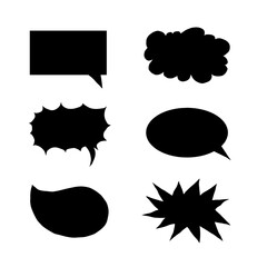 Set vector silhuet of comic speech bubbles
Simple black chat bubble graphics collection. Various forms of greeting bubble vectors. Silhouette speech bubbles collection