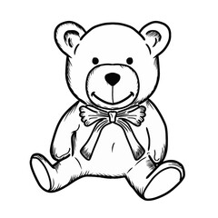 Isolated hand drawn teddy bear vector illustration. Sketch style teddy bear graphic with bow tie