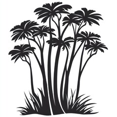 Obraz premium Tropical Palm Trees Silhouette, Island Paradise