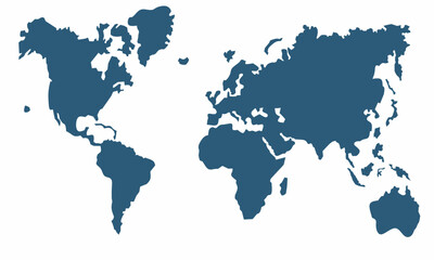 World map. Blue modern vector map. Silhouette map