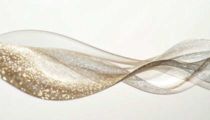 Fototapeta premium Flowing golden glitter ribbons abstract design digital art minimalist setting aesthetic view beauty concept