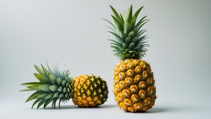 Pair of ripe pineapples isolated against background