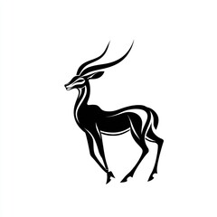 Fototapeta premium Black gazelle profile, wildlife art, white background, nature design