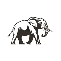 Fototapeta premium African elephant walking, savanna background, wildlife illustration, nature print