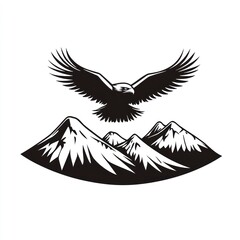 Obraz premium Eagle soaring above snow-capped mountains; nature illustration