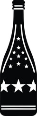 Bold Black Silhouette of Champagne Bottle for Independence Day