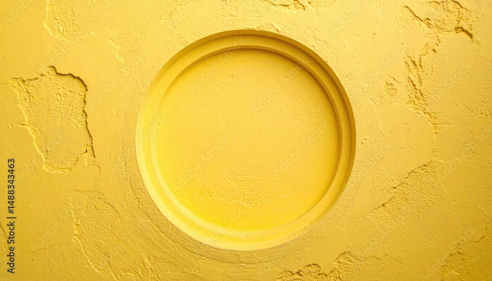 Aufkleber textured yellow circular design on smooth surface abstract art minimalistic style indoor environment