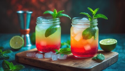 Fototapeta premium DIY Sweet Planters Punch with Lime and Mint