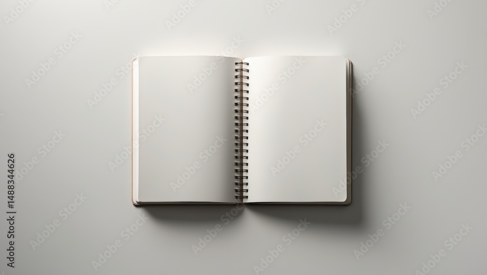 Poster bird's eye view of a book or notebook with empty pages displayed