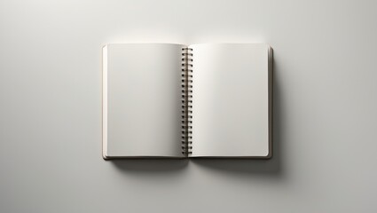 Bird's eye view of a book or notebook with empty pages displayed
