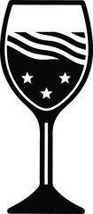 Elegant Wine Glass Silhouette Icon Simple Bold Black Design for Independence Day