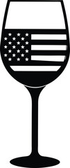 Elegant Wine Glass Silhouette Icon for Independence Day