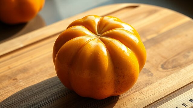 Juicy Pummel Squash on Wooden Board - Fresh Produce Highlight
