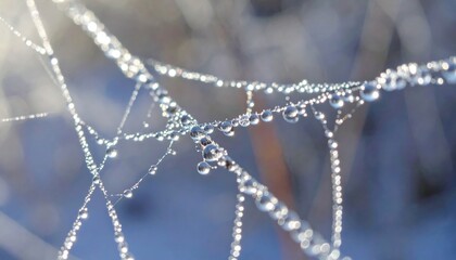 Morning dew on spider web natural landscape macro photography soft lighting tranquil environment