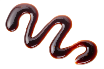 A ribbon like shape of dark fish sauce spill isolated on transparent background.PNG