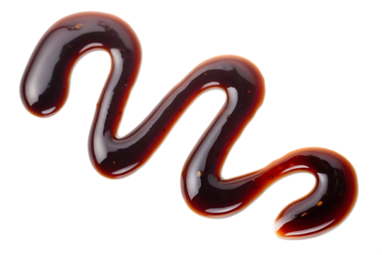 A ribbon like shape of dark fish sauce spill isolated on transparent background.PNG