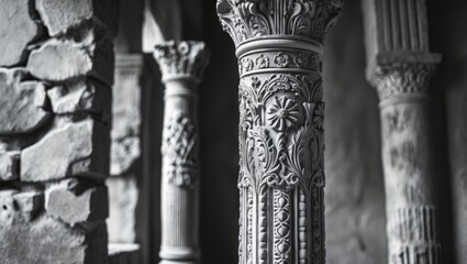 Attractive column. The artistry of bygone architecture
