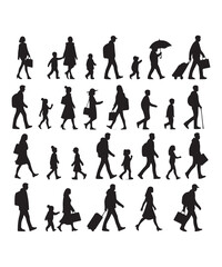 Obraz premium Happy family Illustrations Silhouette set. Silhouettes on isolated background.