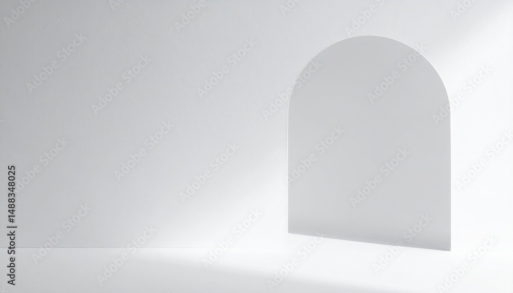Poster exploring minimalist architecture abstract white archway in modern interior design calm environment 