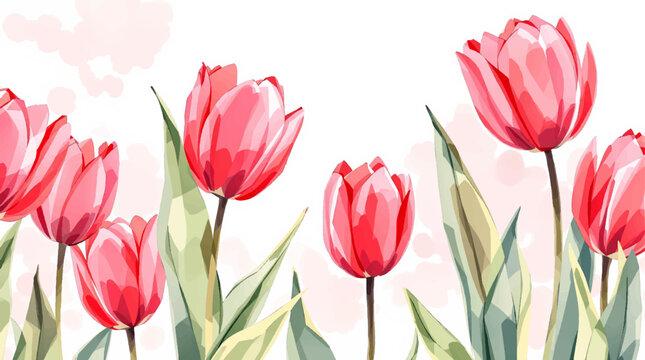 red tulips isolated on white watercolor