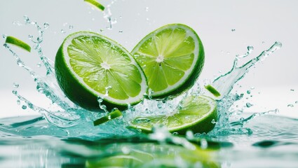 Lime wedges dropping into water