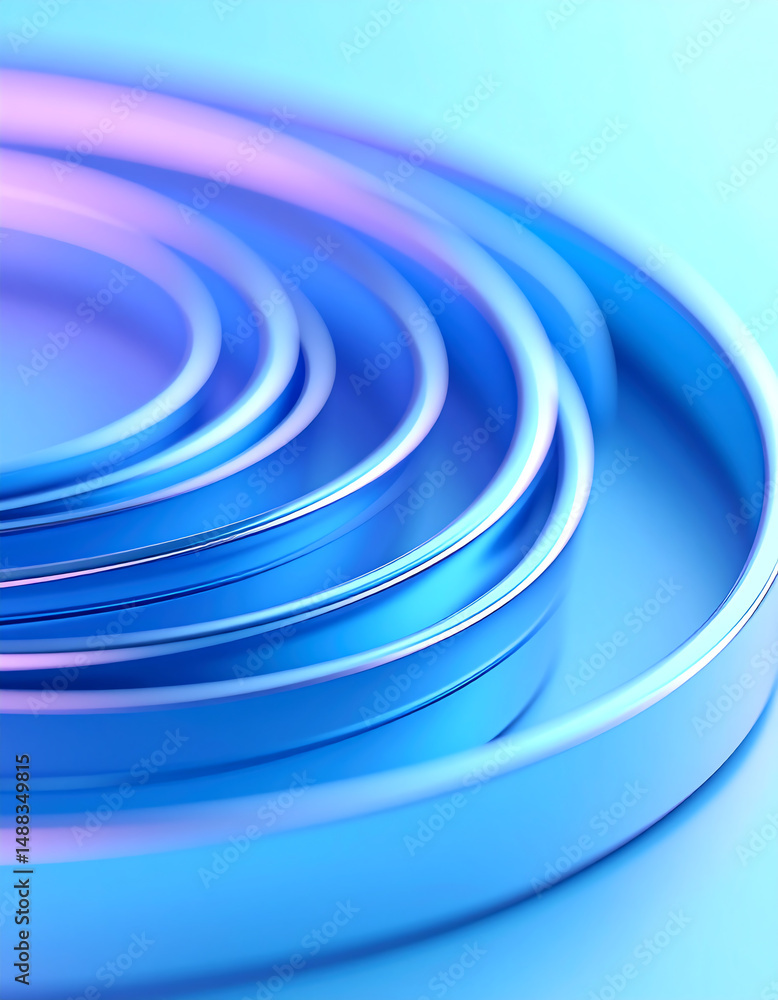 Poster abstract, circular shapes in gradient blue tones create a visually appealing composition, emphasizin