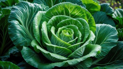 Fototapeta premium This is a new cabbage plant featuring vibrant green leaves.