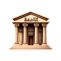 Fototapeta premium 3D bank building icon - finance investment and banking concept, isolated on transparent background