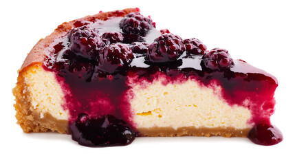 Cheesecake Slice Topped with Mixed Berries and Berry Sauce