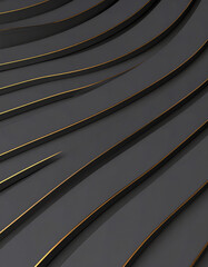 Abstract design featuring smooth, curved layers in dark tones with golden accents, creating a modern and elegant visual effect