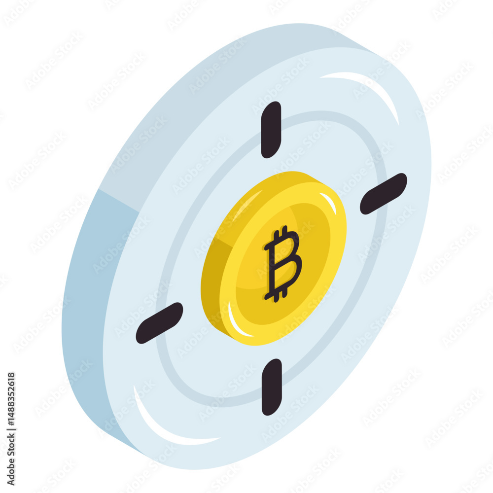 Wall mural editable design icon of bitcoin target