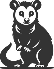 Cute animal opossum silhouette vector drawing