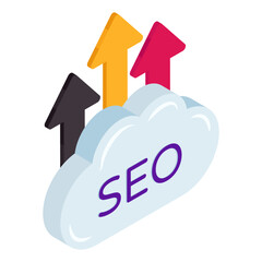 Editable design icon of cloud seo 