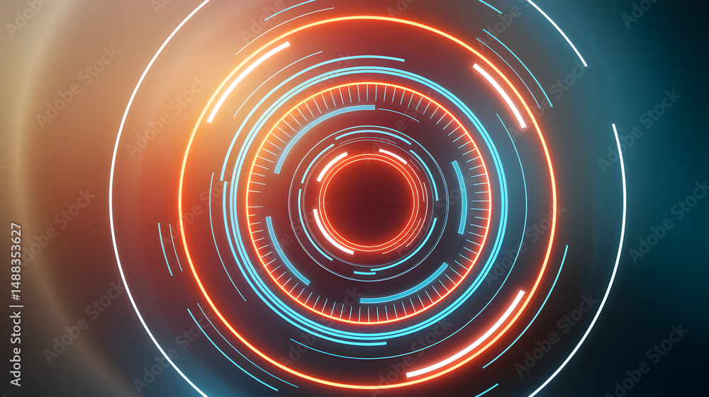 Poster abstract futuristic ui elements: a vibrant, eye-catching graphic showcases a network of interconnect