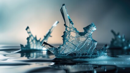 Cracked hole in clear crushed ice, shown in close-up detail with a background.