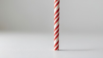 Red striped paper straw, isolated on a white background