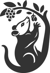 Cute animal opossum silhouette vector drawing