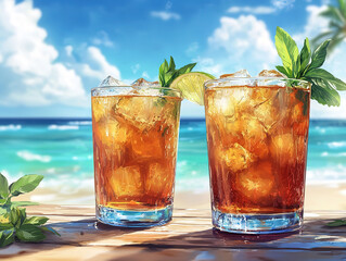 Tropical Beachside Drinks at a Luxury Waikiki Pool Bar in Honolulu