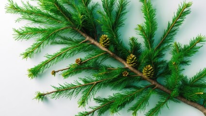 Isolated Cypress Twigs with Leaves on White Background, Perfect for Design