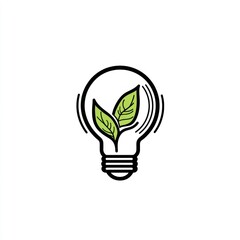 Green leaves inside lightbulb; eco-friendly energy idea