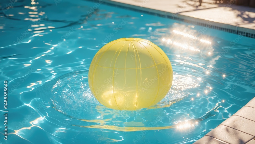 Poster beach ball floating in the pool