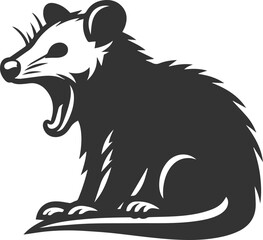 Cute animal opossum silhouette vector drawing